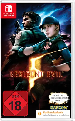 The cover art for the Nintendo Switch version of Resident Evil 5, featuring two characters in tactical gear.
