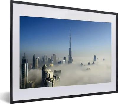 Produktbild von MuchoWow® MuchoWow® Gerahmtes Poster Nebliger Morgen unter dem Burj Khalifa in Dubai 40x30 cm - Poster mit zchwarzem Bilderrahmen - Bilderrahmen - Poster im Rahmen