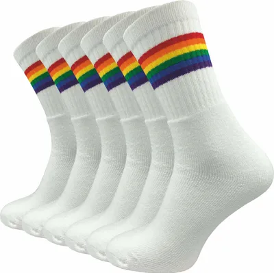 Produktbild von Gawilo Socken mit Regenbogen Flagge, Pride- & LGBTQ Statement | Zeigen Sie Ihren Support | Herren (6 Paar), Weiss / 43 - 46