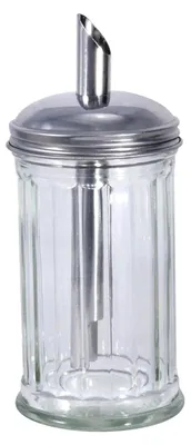 Produktbild von Zuckerspender aus Edelstahl, Zuckerdose, Zuckerstreuer, 300 ml, geriffeltes Glas