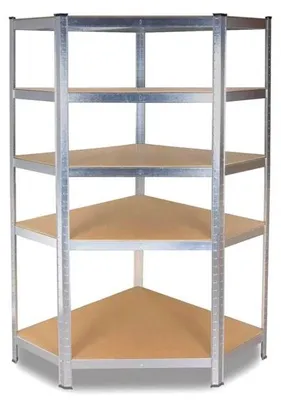 Obrázek produktu pro Max Rohový kovový regál 180 x 70 x 40 x 43 cm 5 polic 875kg pozinkovaný PR-184374