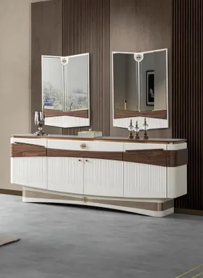Zdjęcie produktu dla Komoda z 2 lustrami Komoda z szufladami Nowoczesny design salon drewno