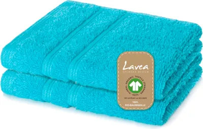 Produktbild von Lavea® 2er Set Seiftuch 30x30 cm, Seiftücher & Waschlappen Bali aus Baumwolle Frottee, pflegeleicht, 100% GOTS Baumwolle, Türkis