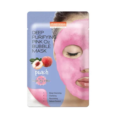Zdjęcie produktu dla PUREDERM - Głęboko oczyszczająca różowa maseczka bąbelkująca z brzoskwinią, 25g