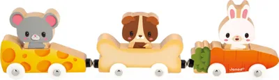 Produktbild von Janod - Haustier-Magnete - Baby- und Kleinkindspielzeug - 3 Fahrzeuge + 3 Tiere aus Holz - Fördert die Handgeschicklichkeit - Spiel ausHolz - Ab 18 Monaten, J03315