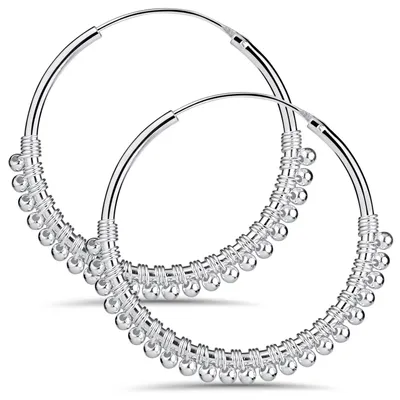 Produktbild von MATERIA Damen Creolen 925 Sterling Silber mit Kügelchen - 30mm Ohrringe Ringe Ohrschmuck SO-418