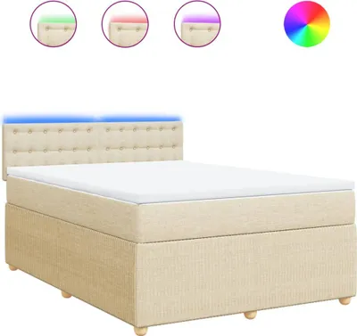 Produktbild von vidaXL Boxspringbett mit Matratze Creme 160x200 cm Stoff