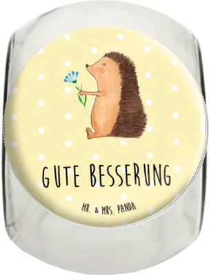 Produktbild von Mr. & Mrs. Panda Bonboniere Igel Blumen L 870ml - Gelb Pastell - Geschenk, Krankenhaus, Gute Besserung, Tiermotive, Besuch, Teedose, Kaffeedose, Vorratsbehälter