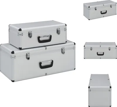 Produktbild von vidaXL Aufbewahrungskoffer 2 Stk. Silbern Aluminium -  Werkzeugkästen