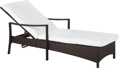 Produktbild von BELIANI Gartenliege braun/weiß Rattan inkl. Auflage verstellbar