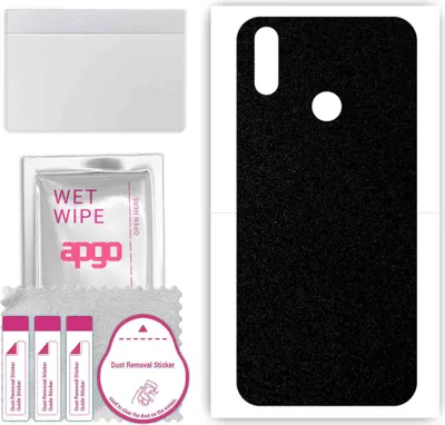 Produktbild von apgo Rückseite Schutzfolie, Skin, kompatibel mit Realme 3 Pro, Hinten Displayschutzfolie aus Vinylfolie, kratzfest, einfache Montage - Mattschwarz