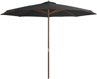 Produktbild von Sonnenschirm mit HolzMast Gartenschirm Marktschirm Terrassenschirm Ampelschirm für Garten Terrasse Balkon & Strand 350 cm Anthrazit