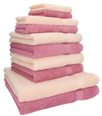 Produktbild von Betz 10-tlg. Handtuch-Set PREMIUM CLASSIC 2 Duschtücher 4 Handtücher 2 Gästetücher 2 Seiftücher Farbe: altrosa & beige