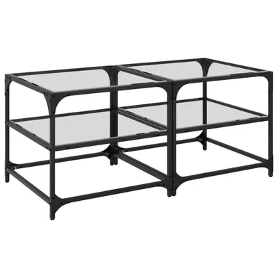 Immagine prodotto di Tavolini con piano in vetro 2 pz. Trasparente 50x50x45cm Acciaio