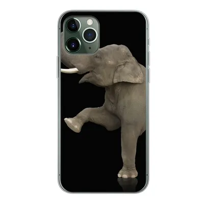 Produktbild von MuchoWow® Handyhülle Schutzhülle Hülle für iPhone 11 Pro Elefant - Tiere - Schwarz - Porträt Silikon Softcase Handy Hülle - Handy