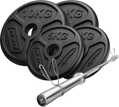 Immagine prodotto di Set 45kg | bilanciere olimpico 180 cm + piastre 2x10kg, 2x5kg - Marbo Sport