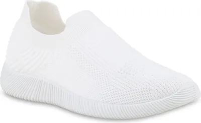 Produktbild von VAN HILL Damen Slip Ons Sportschuhe Sportliche Strick Profil-Sohle Schuhe 841648, Farbe: Weiß, Größe: 36