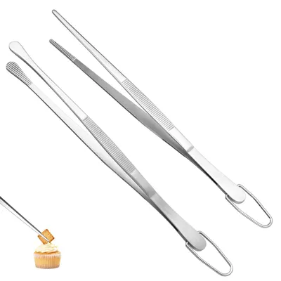 Produktbild von Küchenpinzette 20 cm - Edelstahl - Flexible Klemmenfunktion - Rutschfest - Servieren/Dekorieren - Lebensmittelsicherheit - Küchentang