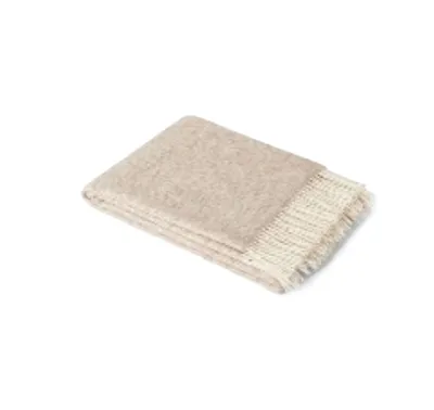 Produktbild von Stackelbergs Plaid-Mohair-Decke Mohair-Wolle Taupe-Weiß L 140 cm B 180 cm