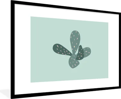 Produktbild von MuchoWow® Gerahmtes Poster Sommer - Kaktus - Blau 90x60 cm - Poster mit Schwarzem Bilderrahmen Wandposter Rahmen Foto Bilder - Wanddekoration - Fotos