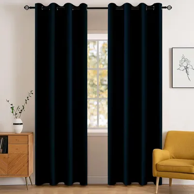 Vorhang-Set 2er-Pack, 140x145 cm, blickdicht, Thermovorhang, Blau