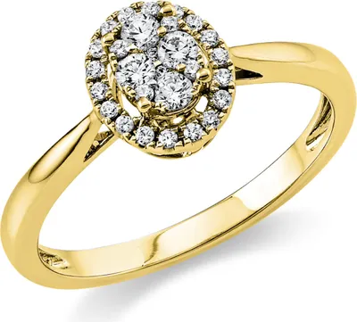 Produktbild von Ring Oval aus 750 Gold Gelbgold 28 Diamanten 0,25ct TW-SI B:8,5mm Innenumfang 52mm  Ø16.6mm