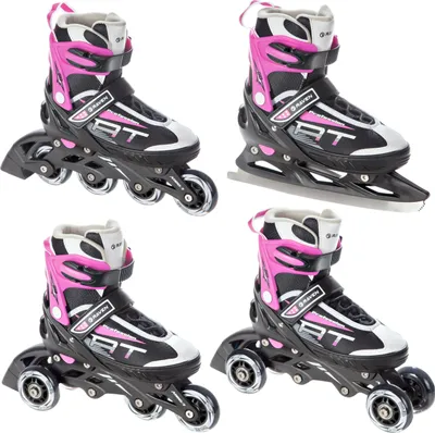 Produktbild von 4in1 Inlineskates Inliner Triskates Rollschuhe Schlittschuhe Raven Profession Black/Pink 38-42 verstellbar