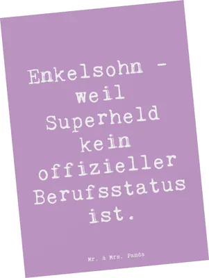 Produktbild von Mr. & Mrs. Panda Postkarte Spruch Enkelsohn Held - Lavendeltraum - Geschenk, Fotokarte, Postkarten, Geschenke, spruchkarte, Ansichtskarte, Lächeln, Heldenrolle, Grußkarte