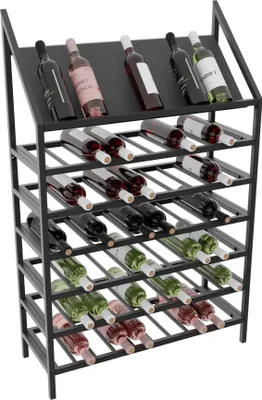 Obrázok produktu pre MetaloPro Regál Na Víno Napa – Čierny Kovový Regál Na 70 Fliaš Vína, Moderný Minimalistický Dizajn, Ideálny Do Kuchyne, Pivnice, Baru – 125×80×30cm