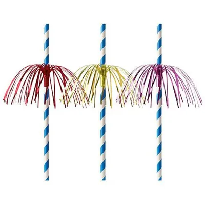 Produktbild von Papstar Trinkhalme, Papier Ø 6 mm · 20 cm blau "Fireworks" 10 x 50 Stück