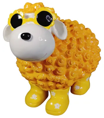 Produktbild von Witziges Schaf-Dekofiguren mit Blumenbrille für die Gartendekoration
