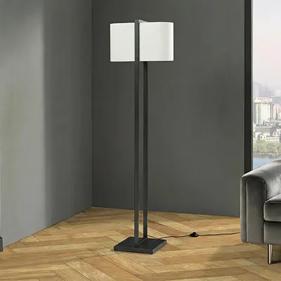 Produktbild von riess-ambiente Stehlampe COLLEEN 160cm schwarz weiß Stoffschirm Metallgestell rechteckig minimalistisch