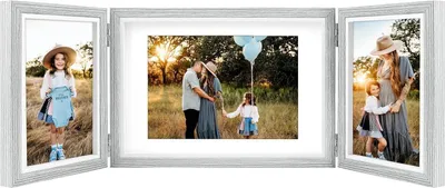 Produktbild von Dreifach Bilderrahmen für 3 Fotos, 10x15 und 13x18 cm, Grau