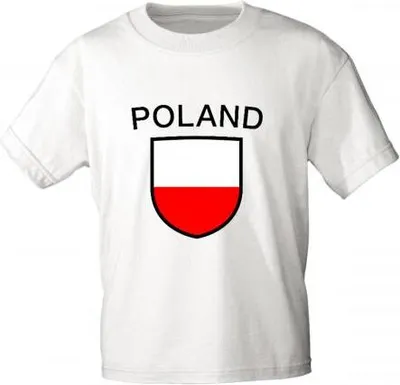 Produktbild von T-Shirt mit Print - Wappen Fahne Flagge Poland Polen - 76432 weiß Gr. S-XXL Größe - M