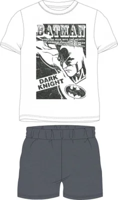 Produktbild von Batman "Dark Knight" Kurzer Jungen-Pyjama in Weiß & Grau | Gr. 134