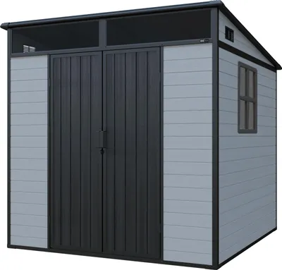 Image de Axi Axel Abri De Jardin En Plastique, Gris | Remise Pour L'Extérieur, La Terrasse Ou Votre Allée | Armoire De Rangement | 215 X 206 X 204 Cm –