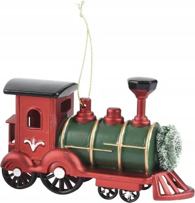 Imagen del producto de Adorno para el árbol de Navidad, locomotora, verde y rojo, 1 unidad