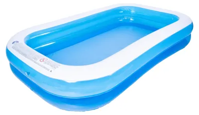 Produktbild von SunClub Planschbecken Familienpool rechteckig 305 x 183 x 50 cm blau/weiß mit 3 Luftringen und Ablaufventil