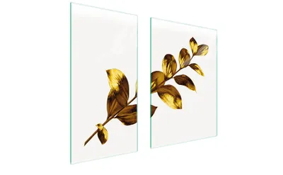 Produktbild von Herdabdeckplatten 2 teilig 75x52 Glaskeramikkochfeld Abdeckung Glas Schneidebrett Golden Laub