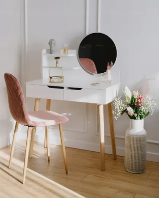Immagine prodotto di JUMI Toilette con specchio SCANDI cosmetico bianco per il trucco Cassettiera scandinava