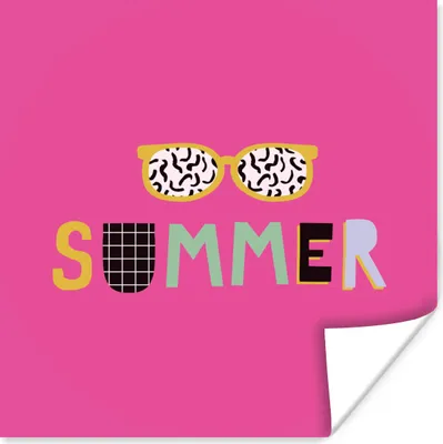 Produktbild von MuchoWow® Poster Sommer - Sonnenbrille - Zitat 100x100 cm - Babyzimmer