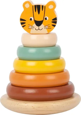 Imagen del producto de Torre de bloques con forma de tigre: juguete de madera para niños a partir de 1 año