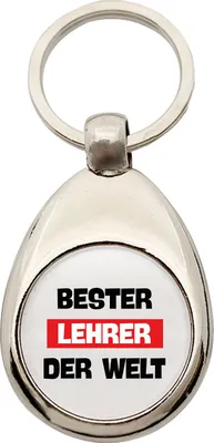 Produktbild von Huuraa Schlüsselanhänger Bester Lehrer der Welt Metall Schlüsselring Einkaufswagenchip Geschenkidee