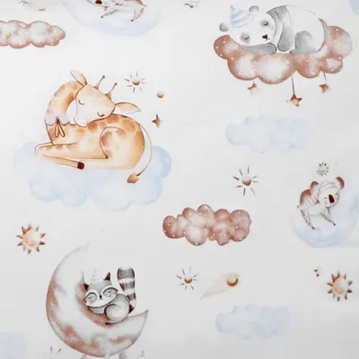 Image de Tissu - coton - largeur 160 cm - blanc, beige, bleu