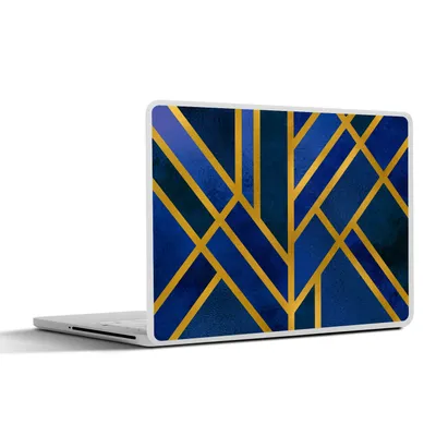 Produktbild von MuchoWow® Laptop Aufkleber Sticker Cover Gold - Blau - Muster - Luxus 36.5x27.5 cm - Laptop-Sticker