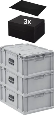 Produktbild von SuperSparSet 3x Eurobox NextGen Portable mit Rasterschaumstoff & Schaumstoffeinlage  Germany | HxBxT 23,5x40x60cm | 44 Liter | Eurobehälter, Transportbox, Transportbehälter, Stapelbehälter