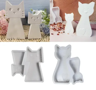 Produktbild von Silikonformen Gießformen Katze 4 Stück 3D für Gips Epoxidharz Bastelarbeiten