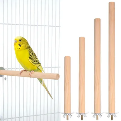 Obrázek produktu pro Sada čtyř dřevěných hrazdiček pro klece ptáků, průměr 1,5 cm, délka 10-25 cm