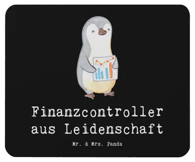 Produktbild von Mr. & Mrs. Panda Mouse Pad Finanzcontroller Leidenschaft - Schwarz - Geschenk, laptop mousepad, mousematte, Mauspad, mausteppich