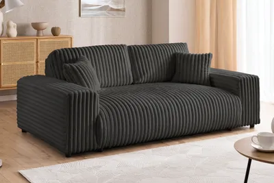 Produktbild von Mollis - Sofa 2 Sitzer aus Dunkelgrau Plüschcord mit schöner Sitzkomfort